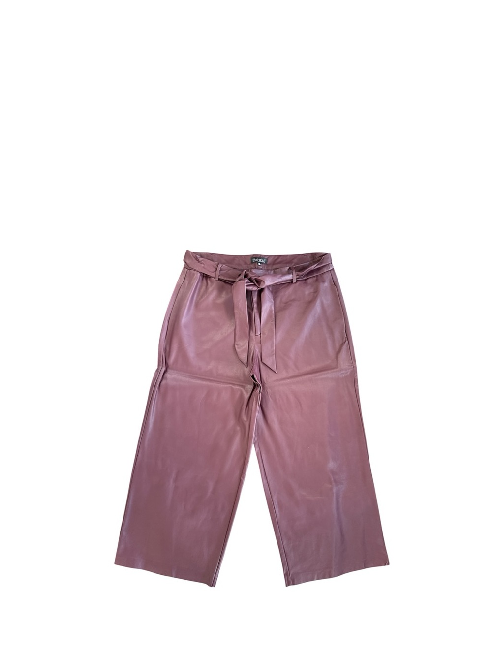 Eloquii Mauve Faux-Leather Wide-Leg Tie-Waist Pants